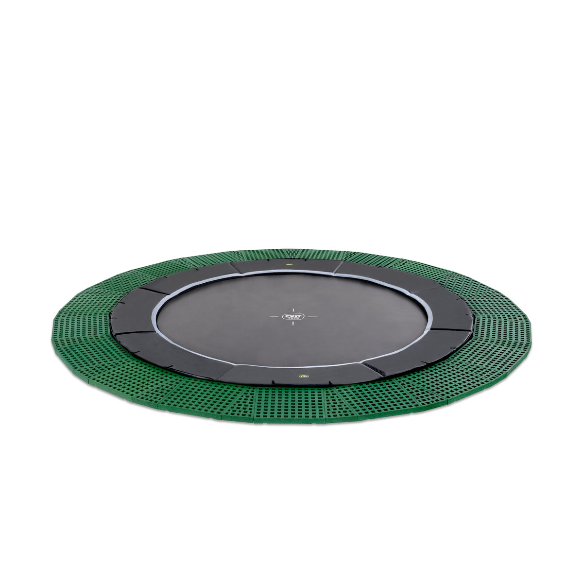 EXIT Dynamic ebenerdiges Trampolin ø427cm mit Freezone Sicherheitsplatten - schwarz