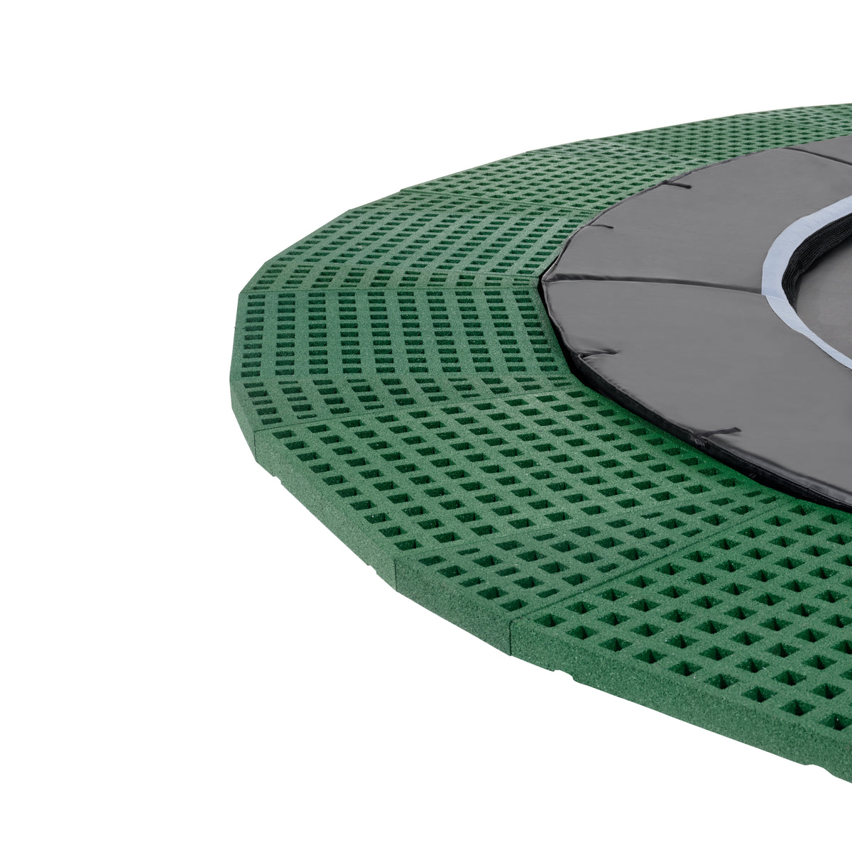 EXIT Dynamic ebenerdiges Trampolin ø427cm mit Freezone Sicherheitsplatten - schwarz