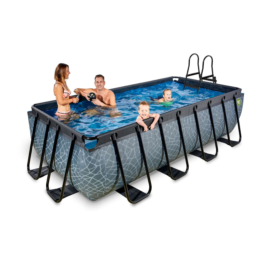 EXIT Stone Pool 400x200x100cm mit Filterpumpe - grau