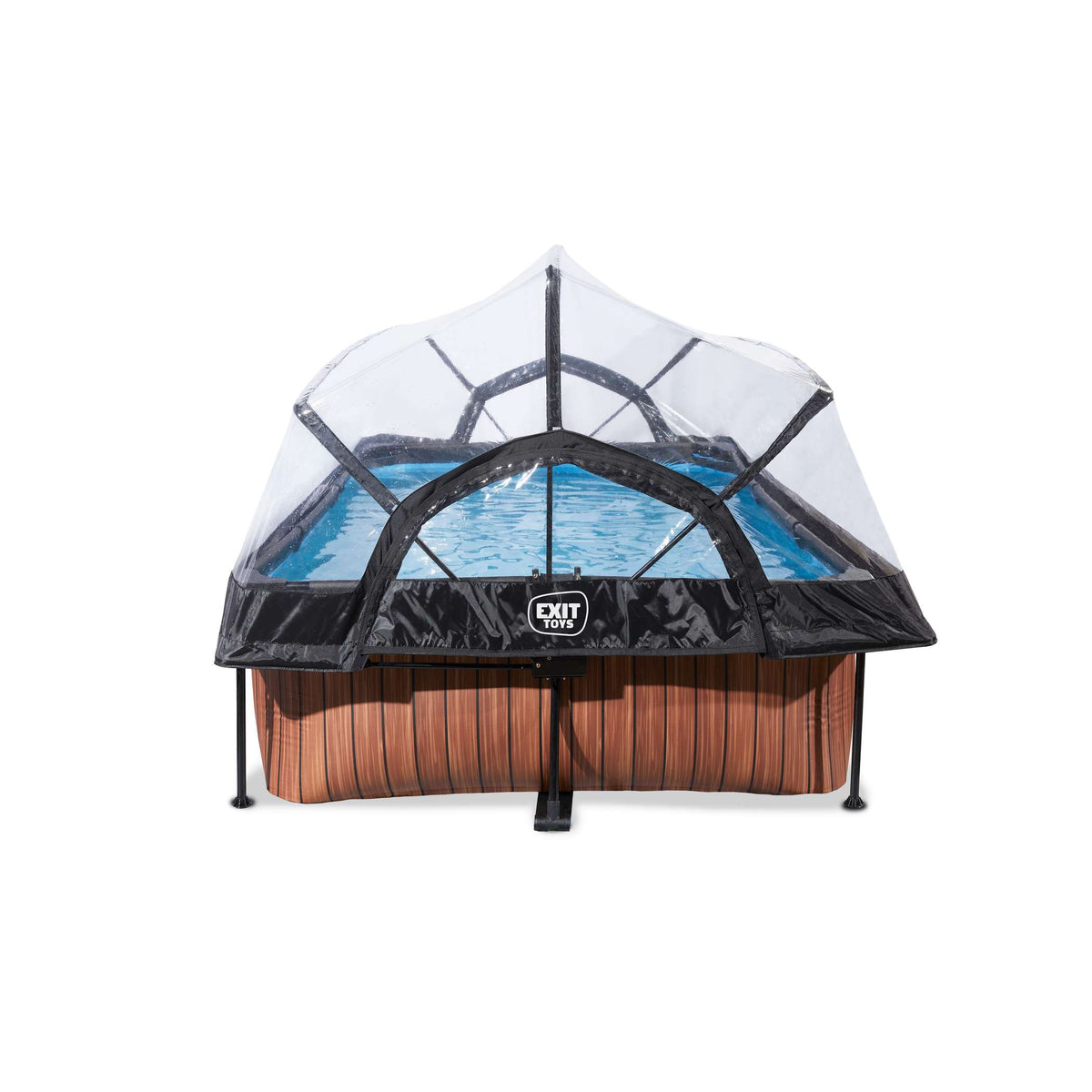 EXIT Wood Pool 220x150x65cm mit Filterpumpe und Abdeckung - braun