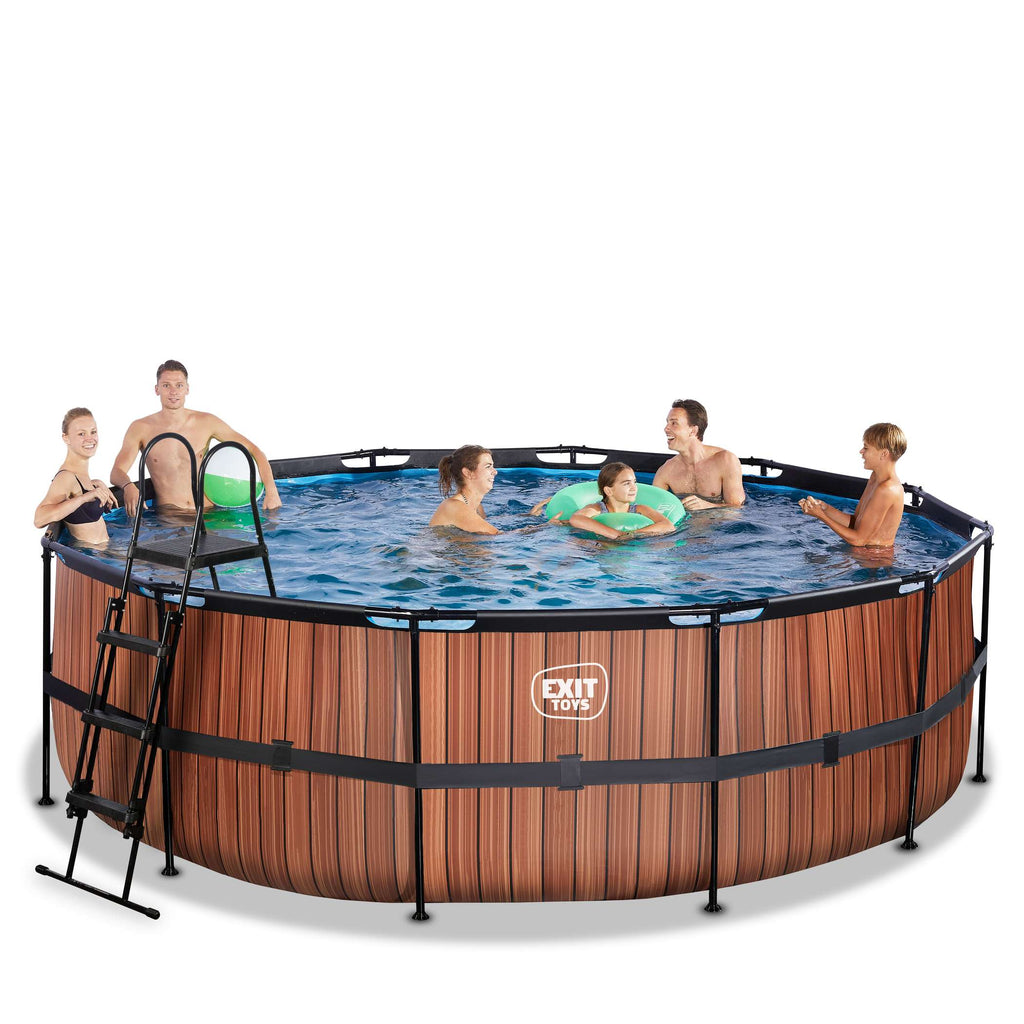 EXIT Wood Pool ø450x122cm mit Filterpumpe - braun