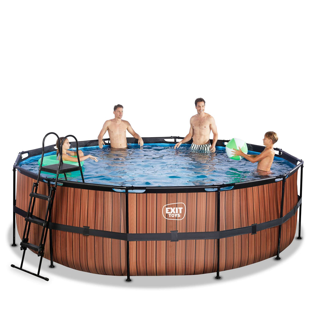 EXIT Wood Pool ø450x122cm mit Filterpumpe - braun