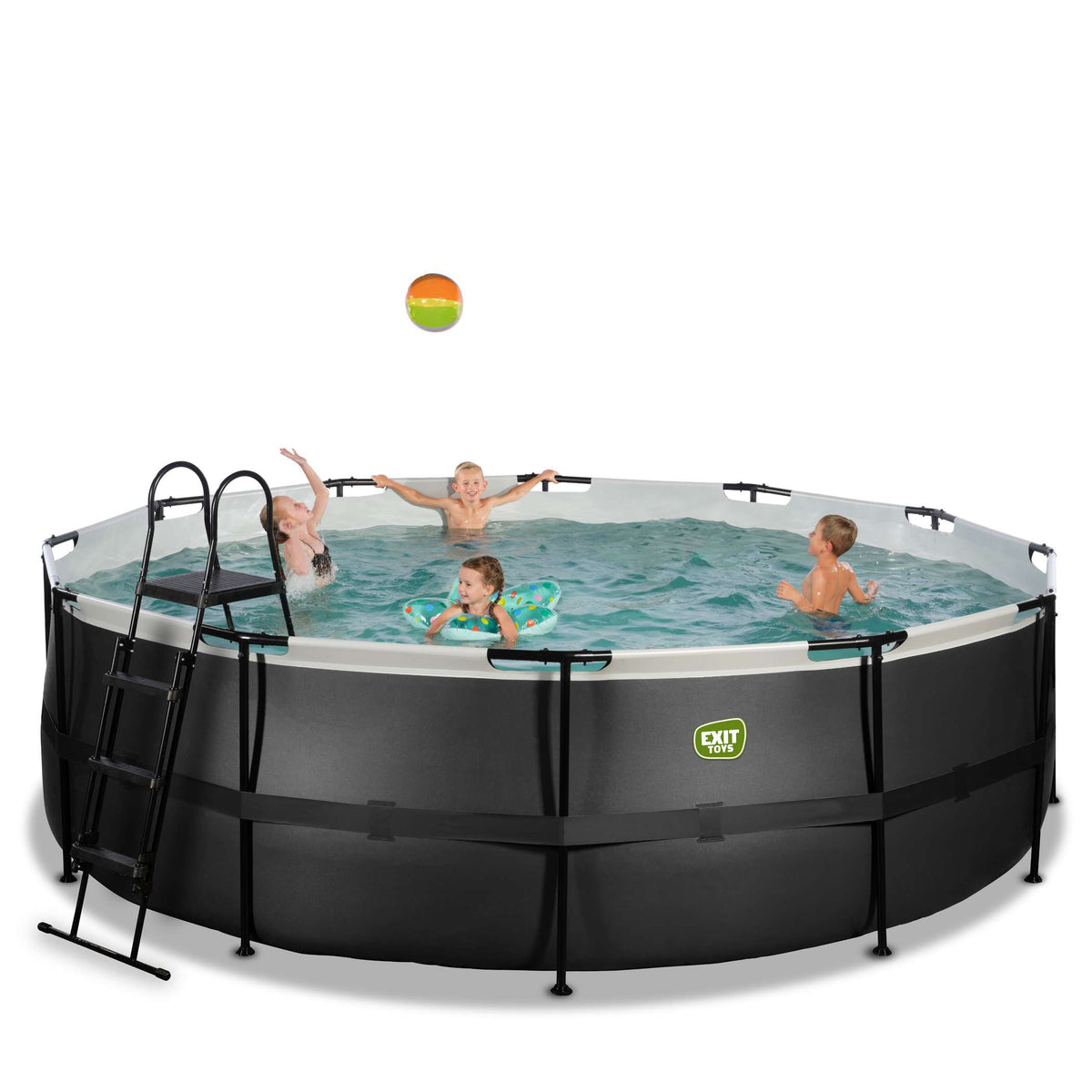 EXIT Black Leather Pool ø450x122cm mit Filterpumpe - schwarz