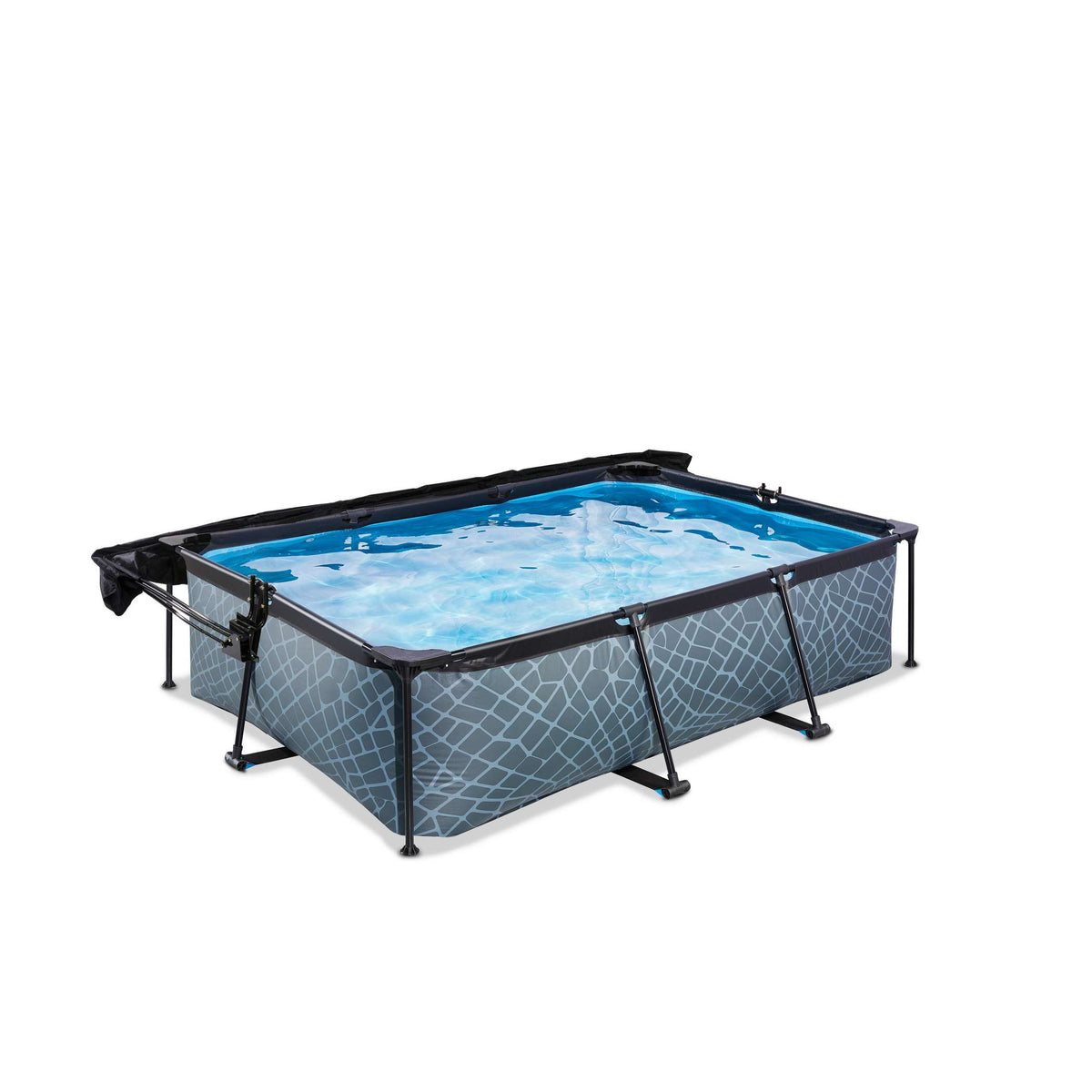 EXIT Stone Pool 220x150x65cm mit Filterpumpe und Sonnensegel - grau