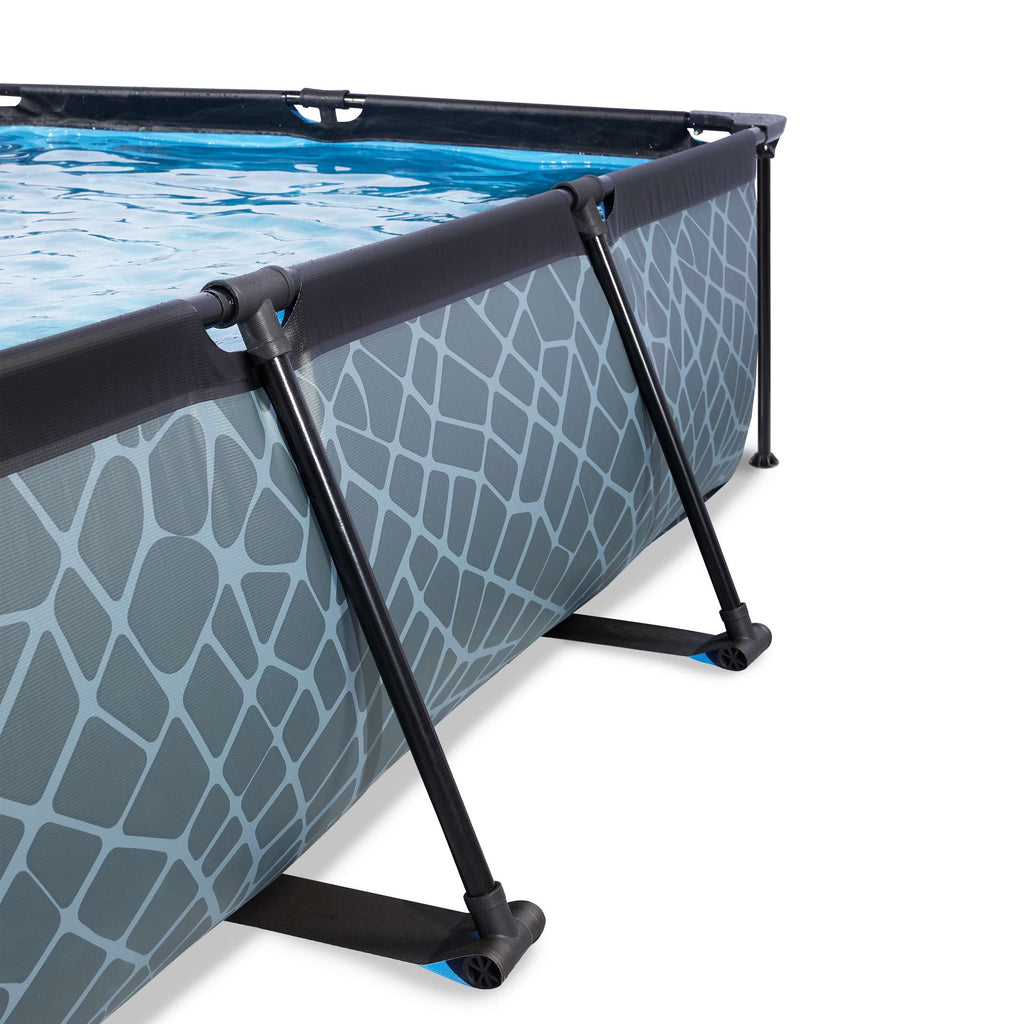 EXIT Stone Pool 220x150x65cm mit Filterpumpe und Sonnensegel - grau