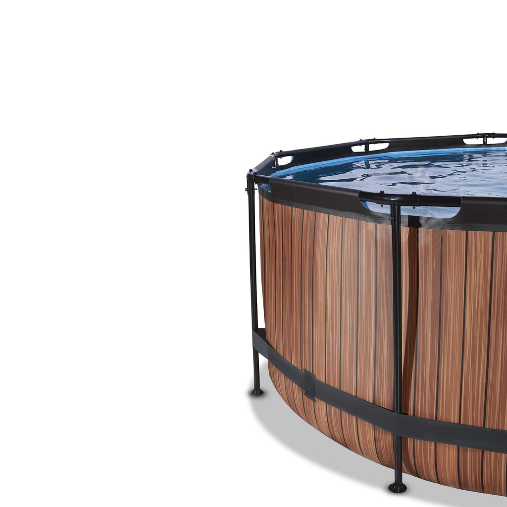 EXIT Wood Pool ø360x122cm mit Sandfilterpumpe - braun