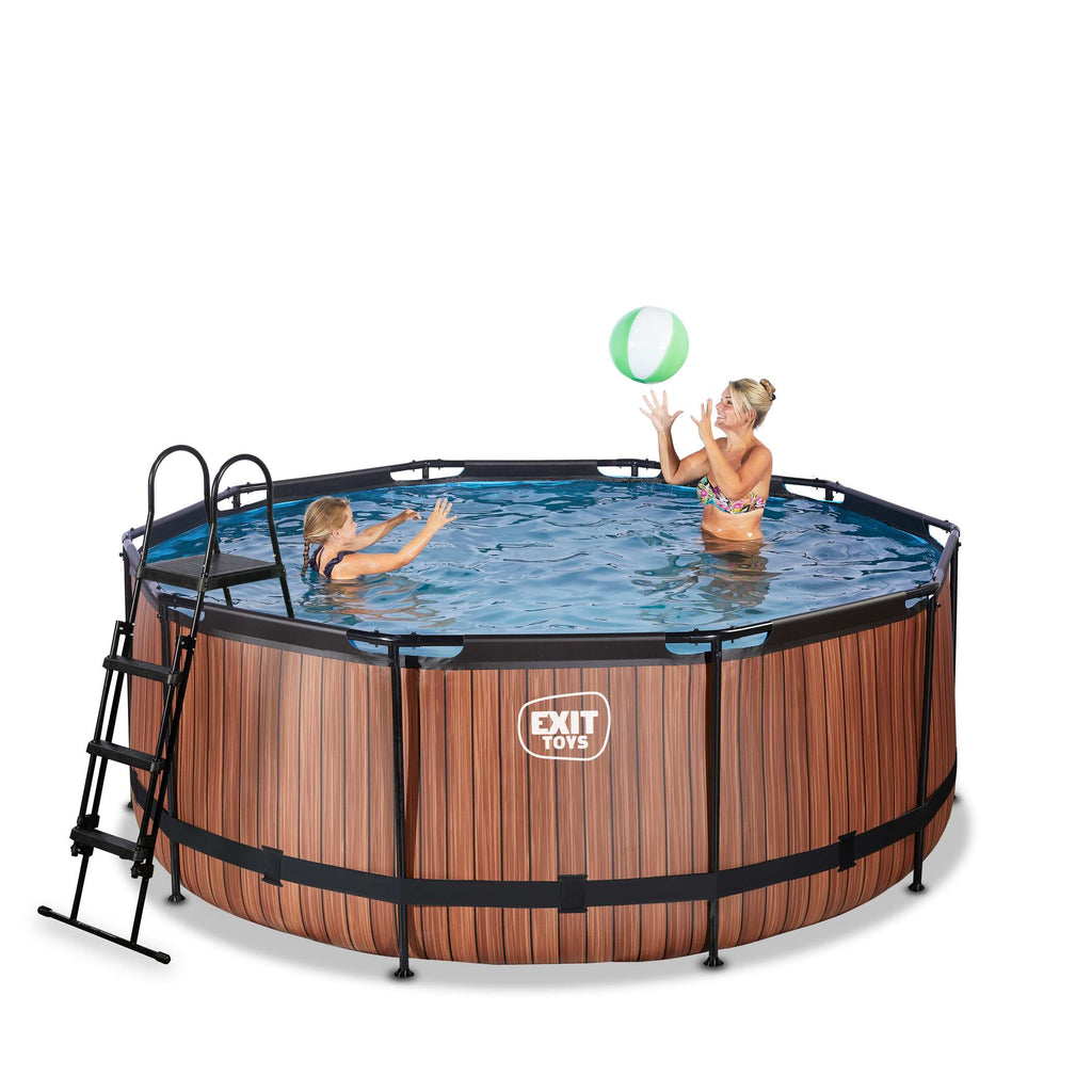 EXIT Wood Pool ø360x122cm mit Sandfilterpumpe - braun
