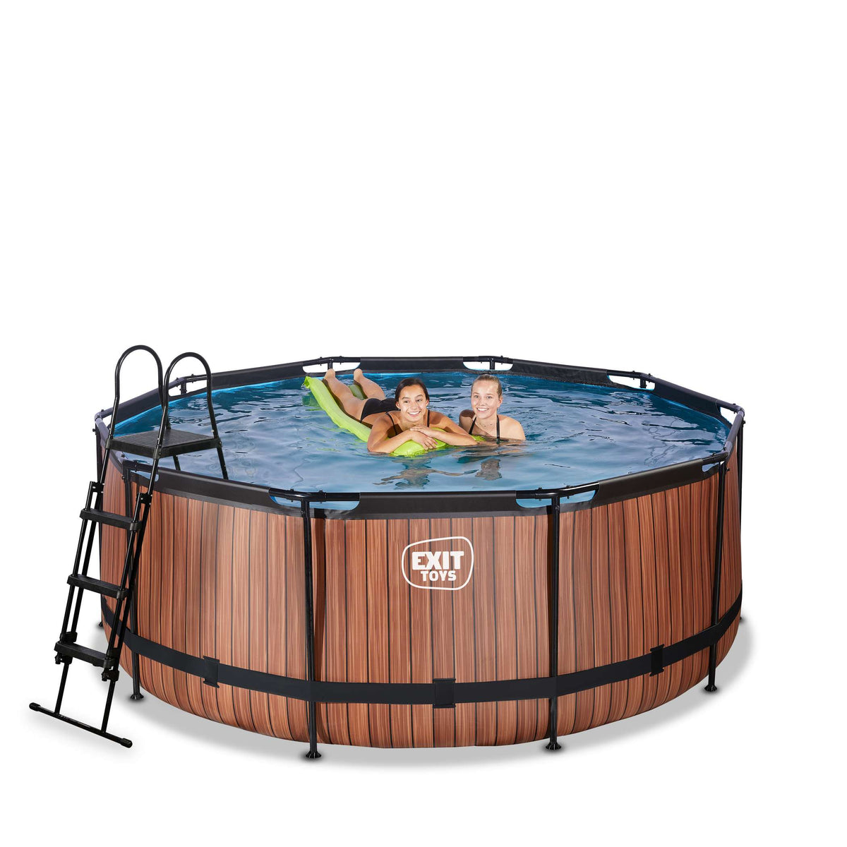 EXIT Wood Pool ø360x122cm mit Sandfilterpumpe - braun