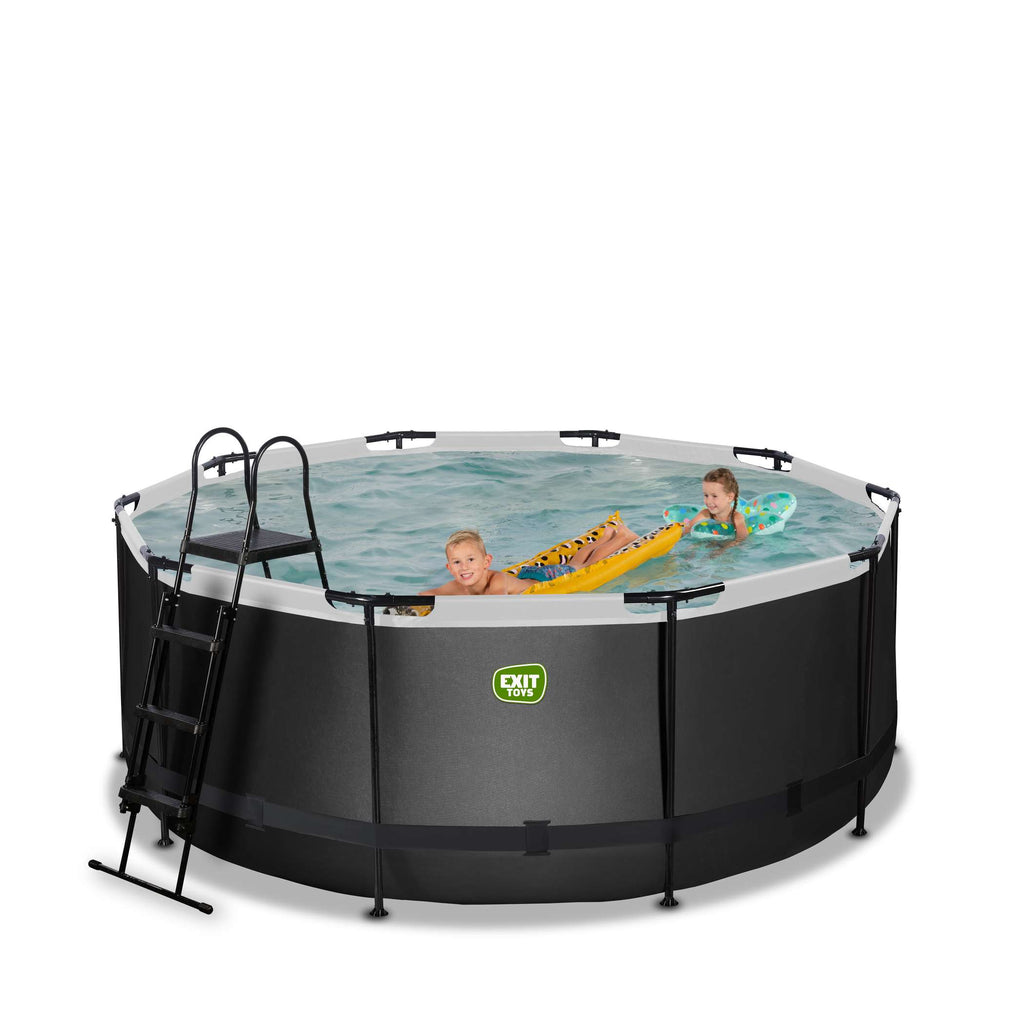 EXIT Black Leather Pool ø360x122cm mit Sandfilterpumpe - schwarz