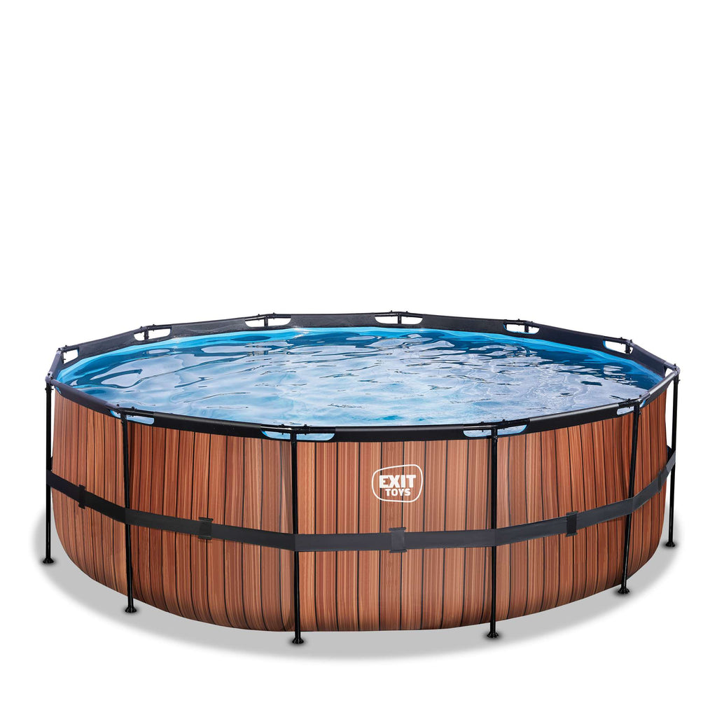 EXIT Wood Pool ø427x122cm mit Sandfilterpumpe - braun
