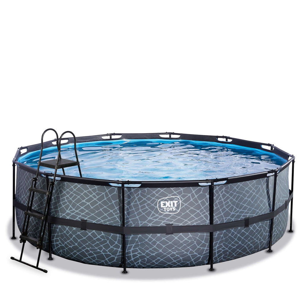 EXIT Stone Pool ø450x122cm mit Sandfilterpumpe - grau