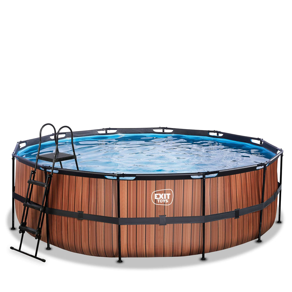 EXIT Wood Pool ø450x122cm mit Sandfilterpumpe - braun