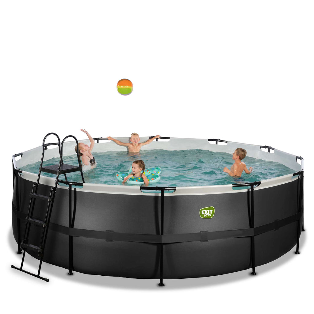 EXIT Black Leather Pool ø450x122cm mit Sandfilterpumpe - schwarz
