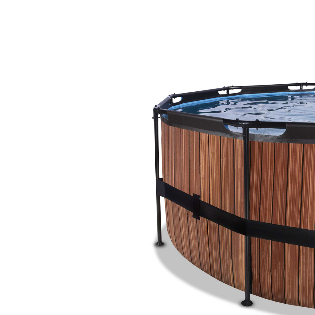 EXIT Wood Pool ø488x122cm mit Sandfilterpumpe - braun