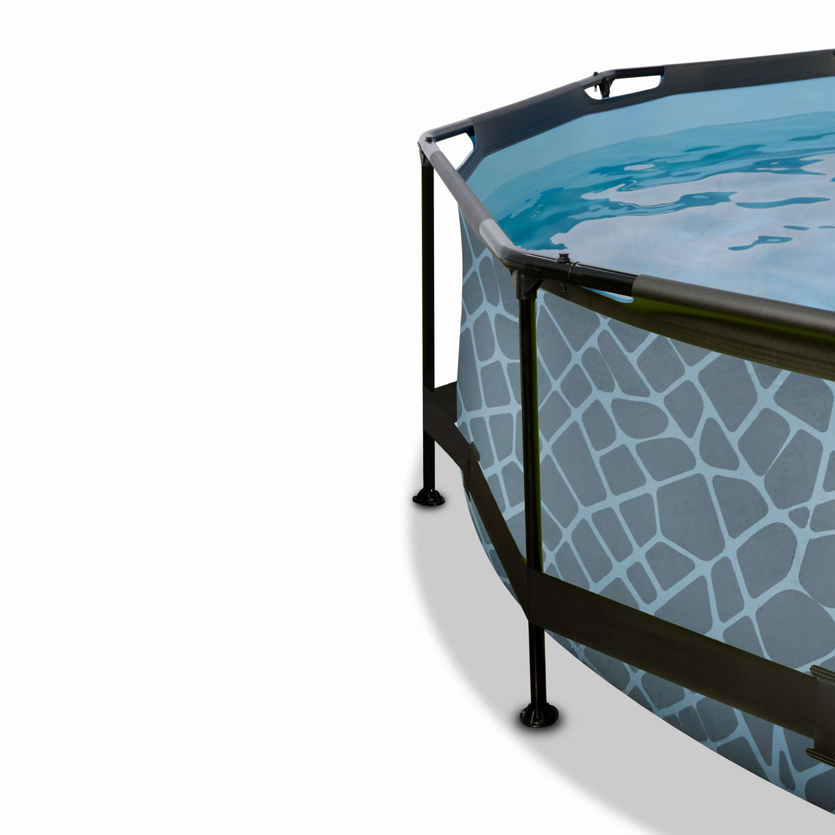 EXIT Stone Pool ø360x76cm mit Filterpumpe und Abdeckung - grau