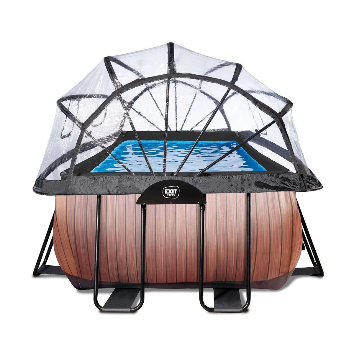 EXIT Wood Pool 400x200x100cm mit Sandfilterpumpe und Abdeckung - braun