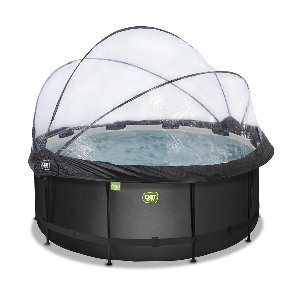 EXIT Black Leather Pool ø360x122cm mit Sandfilterpumpe und Abdeckung - schwarz
