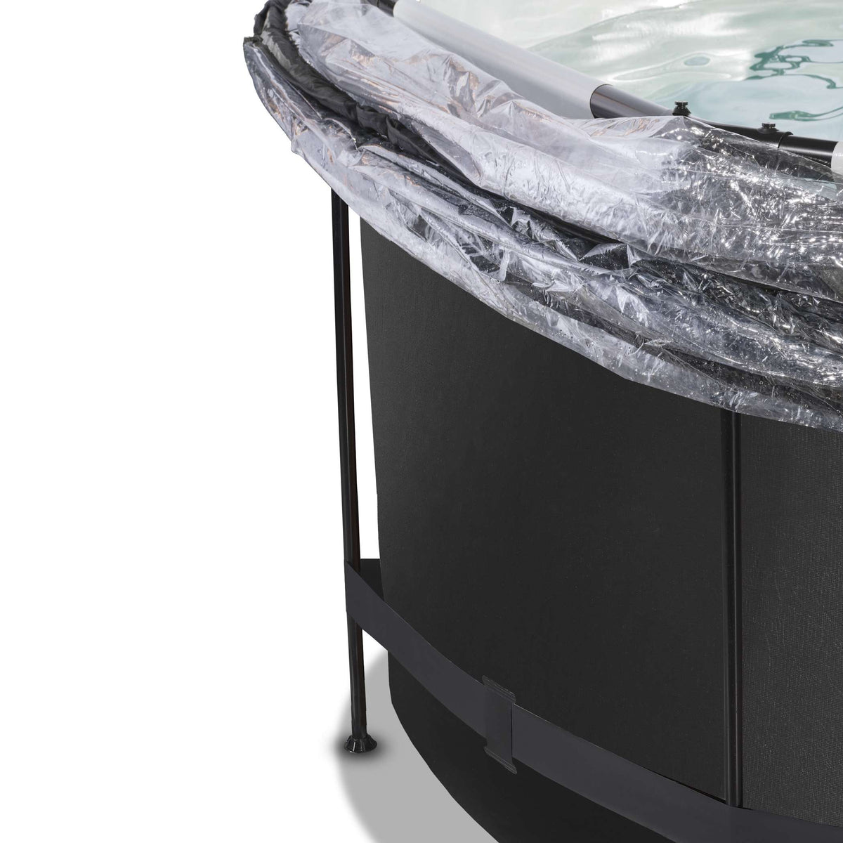 EXIT Black Leather Pool ø360x122cm mit Sandfilterpumpe und Abdeckung - schwarz