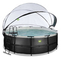 EXIT Black Leather Pool ø427x122cm mit Sandfilterpumpe und Abdeckung - schwarz