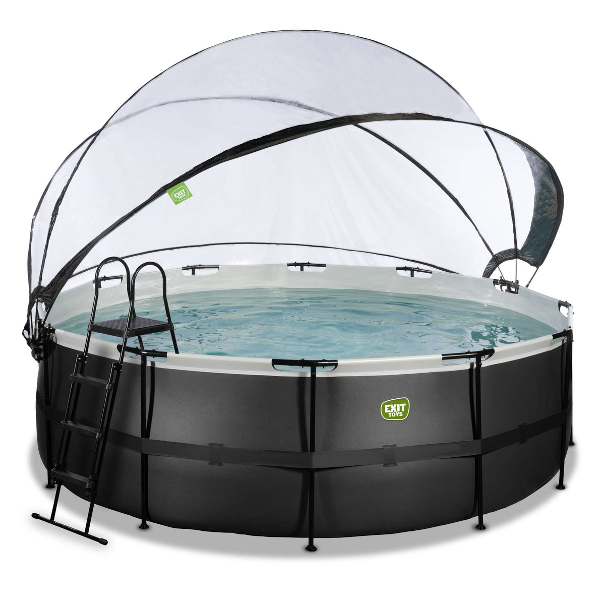 EXIT Black Leather Pool ø427x122cm mit Sandfilterpumpe und Abdeckung - schwarz