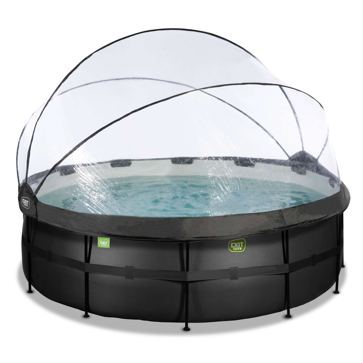 EXIT Black Leather Pool ø427x122cm mit Sandfilterpumpe und Abdeckung - schwarz