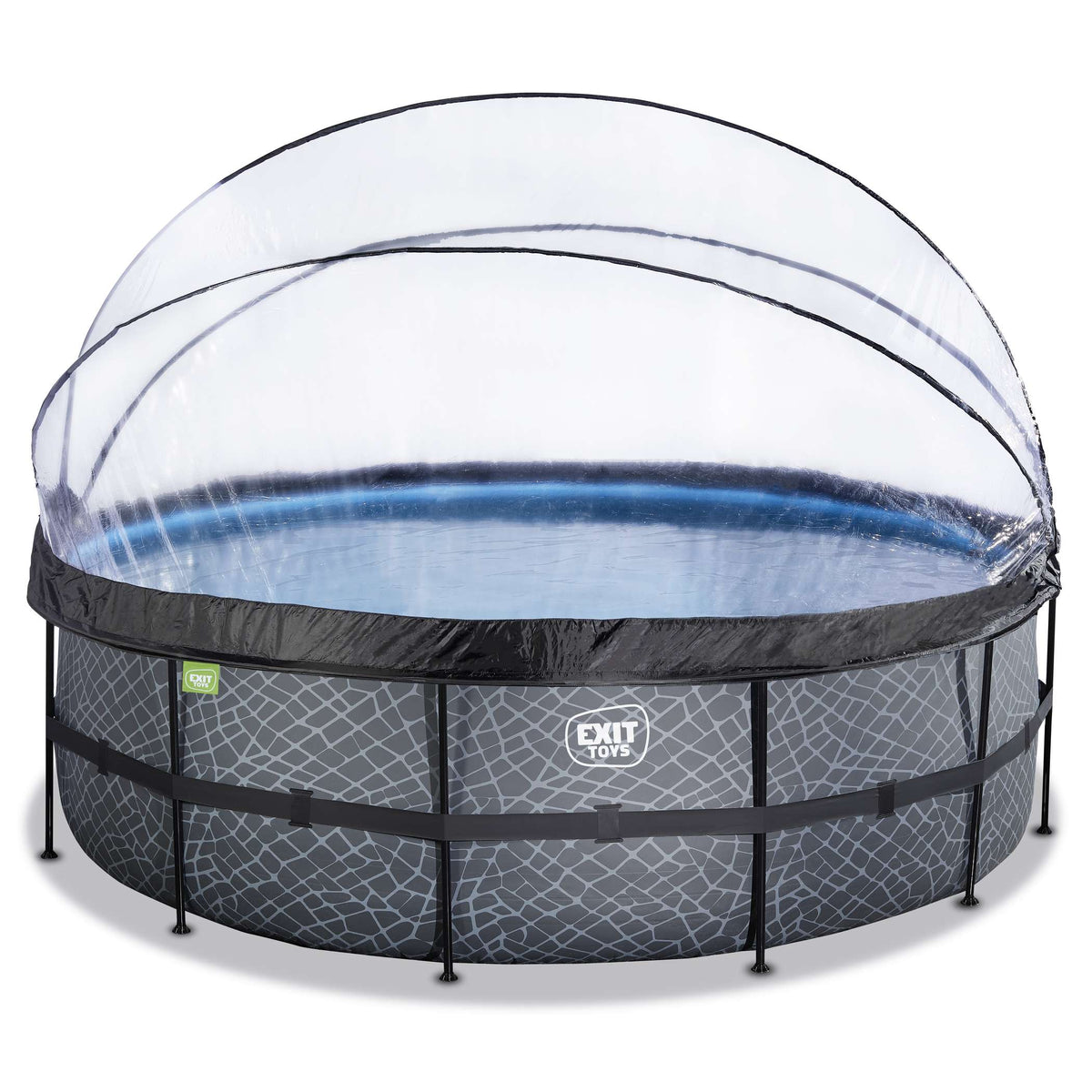 EXIT Stone Pool ø450x122cm mit Sandfilterpumpe und Abdeckung - grau