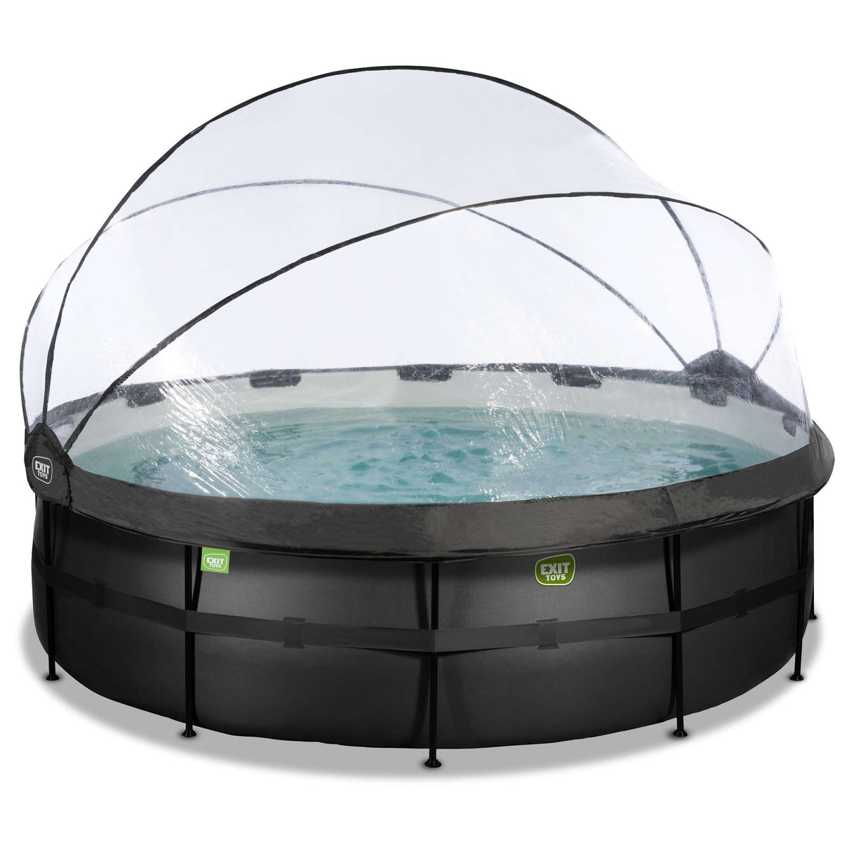 EXIT Black Leather Pool ø450x122cm mit Sandfilterpumpe und Abdeckung - schwarz