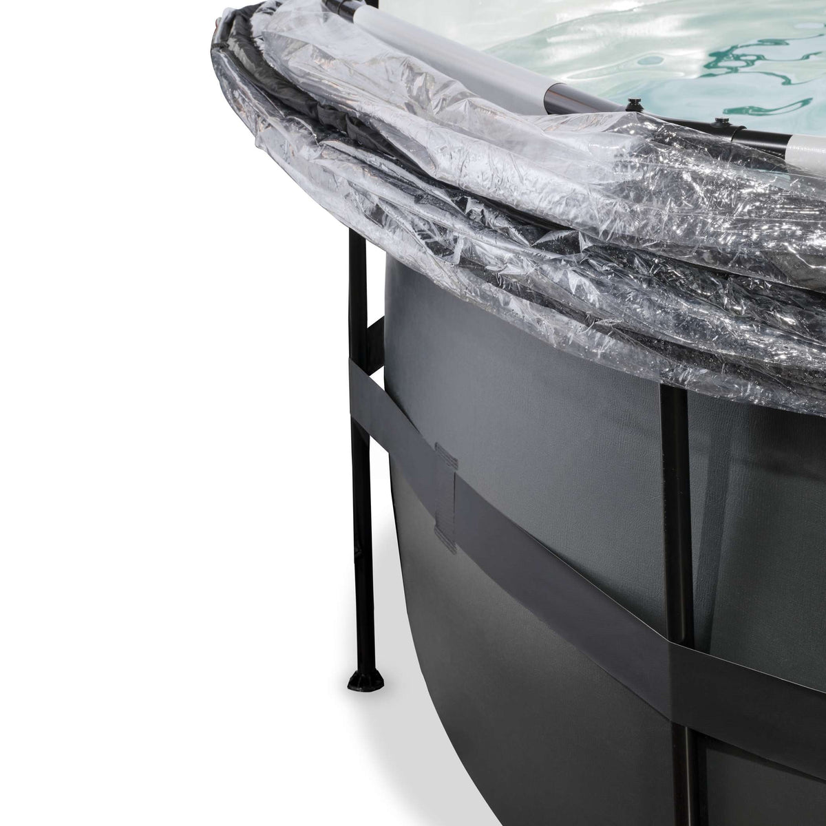 EXIT Black Leather Pool ø450x122cm mit Sandfilterpumpe und Abdeckung - schwarz