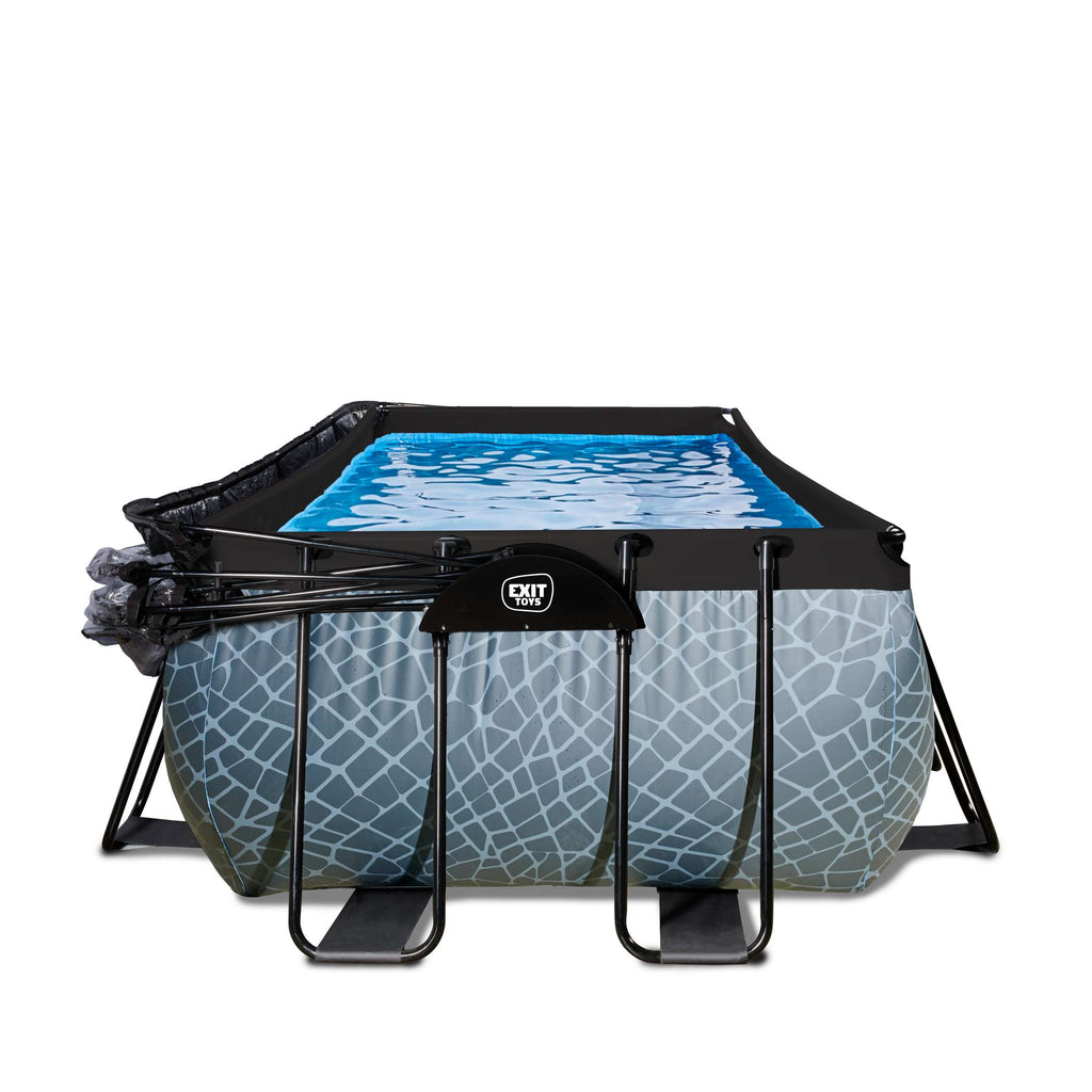 EXIT Stone Pool 540x250x122cm mit Sandfilterpumpe und Abdeckung - grau