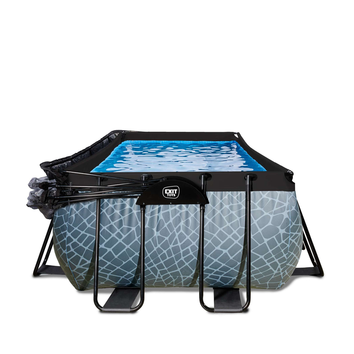 EXIT Stone Pool 540x250x122cm mit Sandfilterpumpe und Abdeckung - grau