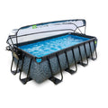 EXIT Stone Pool 400x200x100cm mit Sandfilterpumpe und Abdeckung und Wärmepumpe - grau