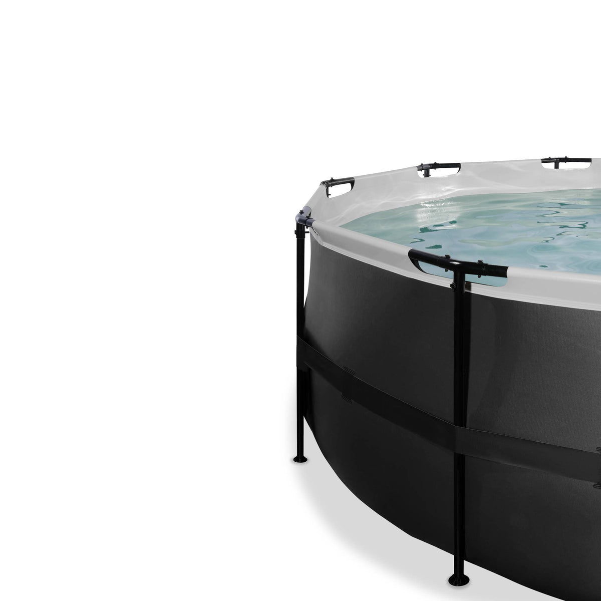 EXIT Black Leather Pool ø450x122cm mit Sandfilterpumpe und Abdeckung und Wärmepumpe - schwarz