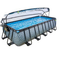 EXIT Stone Pool 540x250x122cm mit Sandfilterpumpe und Abdeckung und Wärmepumpe - grau