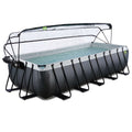 EXIT Black Leather Pool 540x250x122cm mit Sandfilterpumpe und Abdeckung und Wärmepumpe - schwarz
