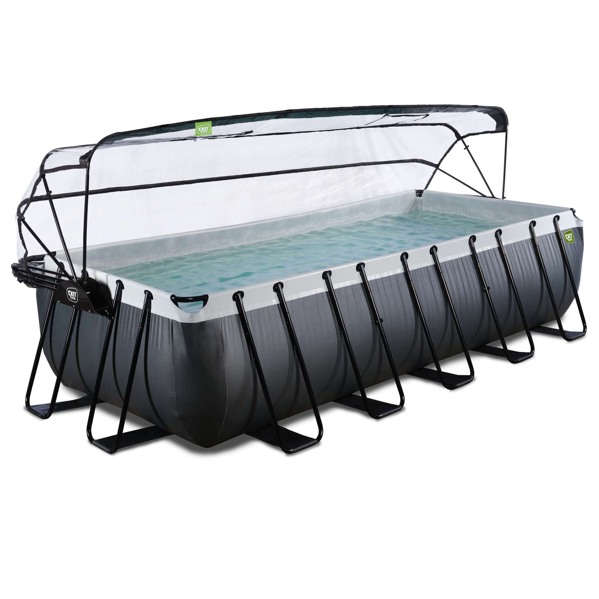 EXIT Black Leather Pool 540x250x122cm mit Sandfilterpumpe und Abdeckung und Wärmepumpe - schwarz