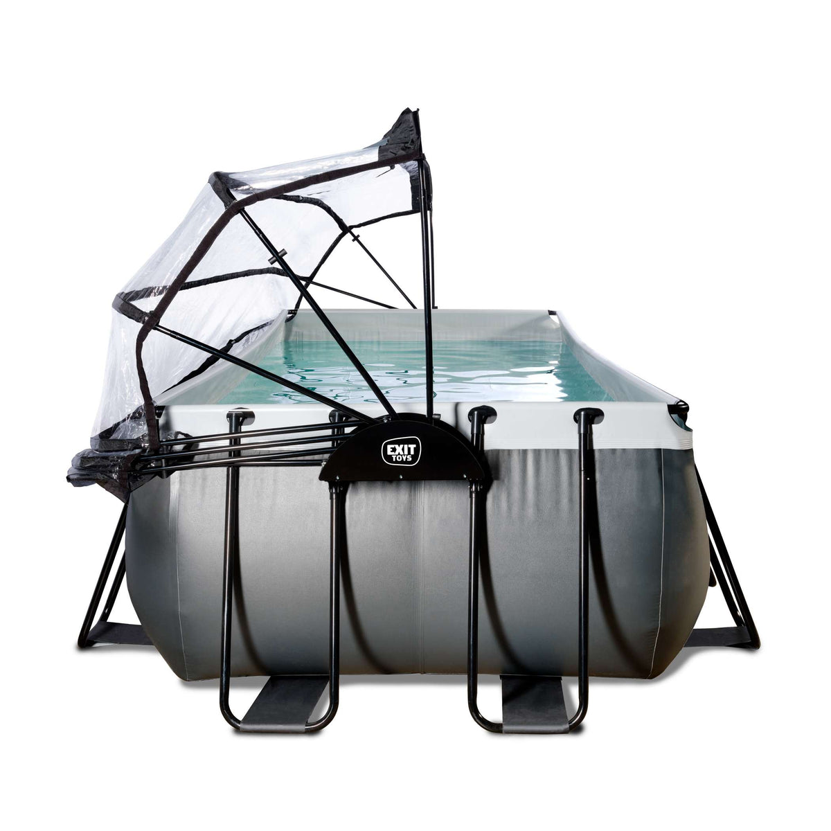 EXIT Black Leather Pool 540x250x122cm mit Sandfilterpumpe und Abdeckung und Wärmepumpe - schwarz