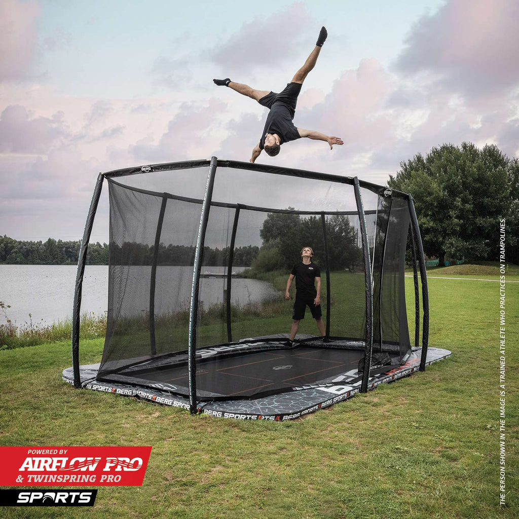 BERG Ultim Pro Bouncer FlatGround 5x5 mit Sicherheitsnetz XL