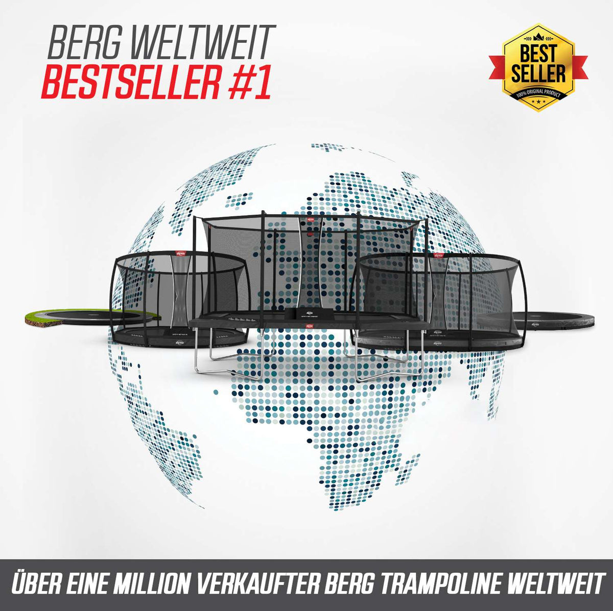 BERG Favorit InGround Bodentrampolin rund mit Sicherheitsnetz Comfort