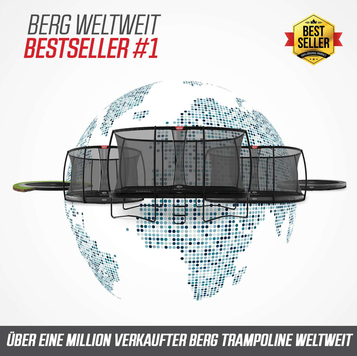 BERG Champion InGround Bodentrampolin rund mit Sicherheitsnetz Deluxe