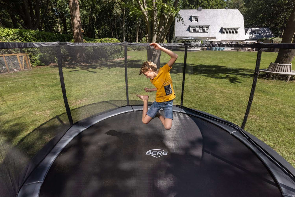 BERG Elite InGround Bodentrampolin rund mit Sicherheitsnetz Deluxe XL