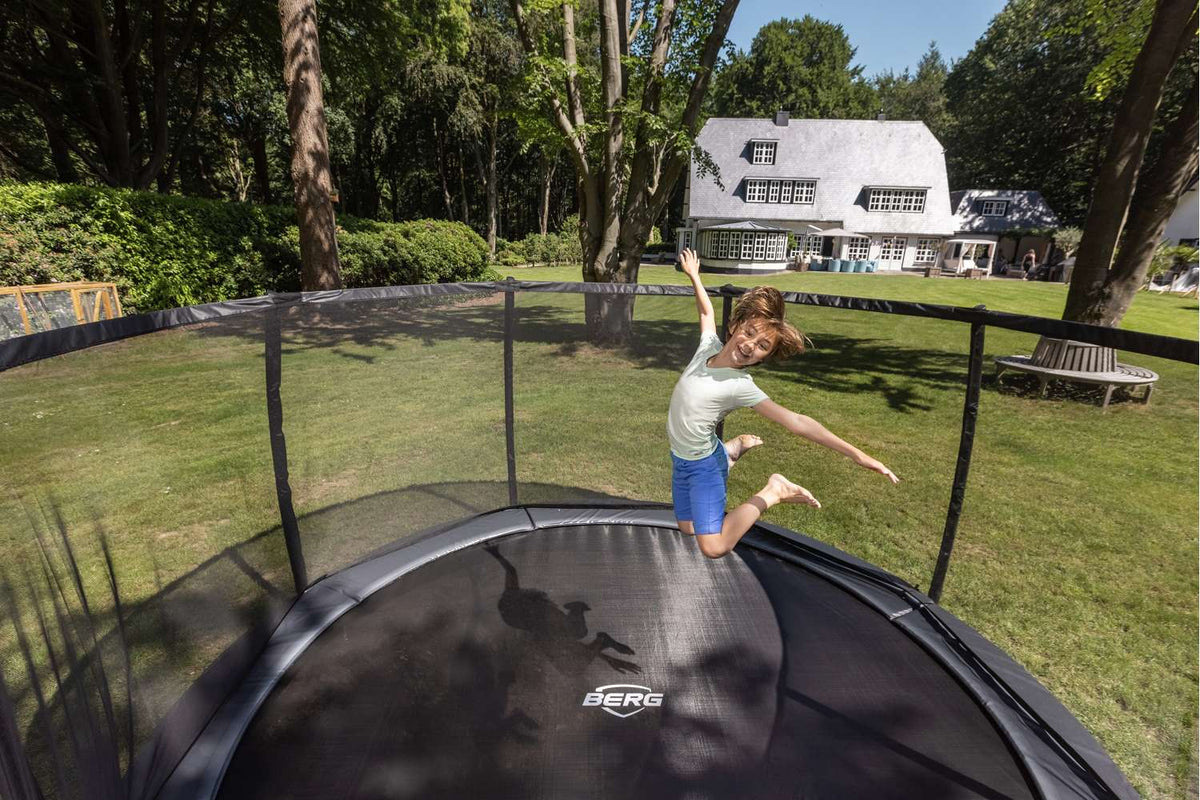 BERG Elite InGround Bodentrampolin rund mit Sicherheitsnetz Deluxe XL