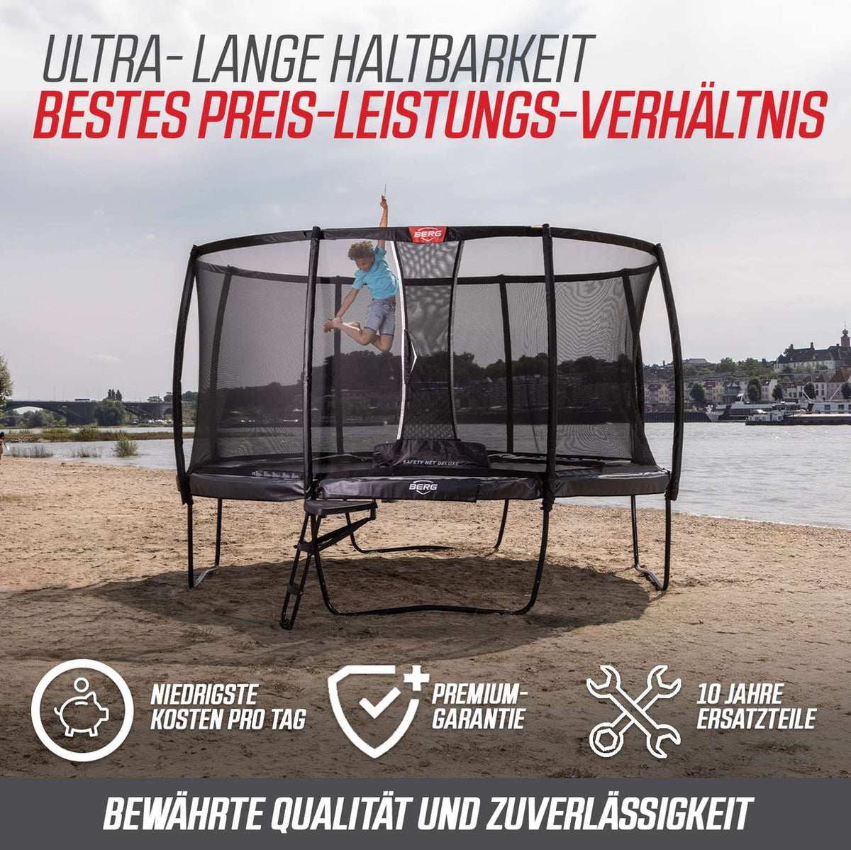 BERG Champion FlatGround ebenerdiges Trampolin rund ohne Sicherheitsnetz