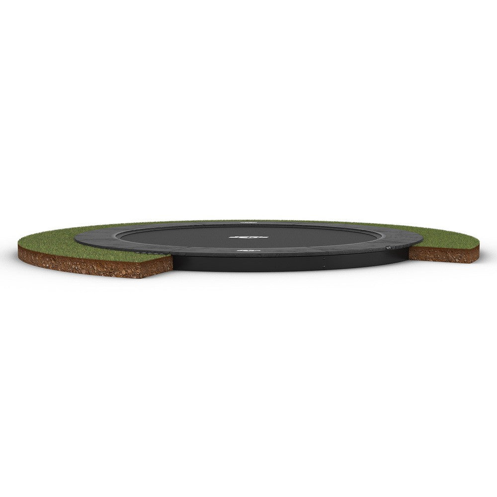 BERG Elite FlatGround ebenerdiges Trampolin rund Grau ohne Sicherheitsnetz