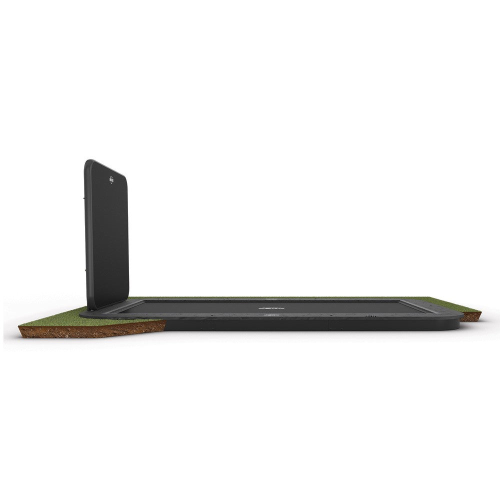 BERG Ultim Elite FlatGround ebenerdiges Trampolin rechteckig mit AeroWall 2x2 Schwarz-Grau