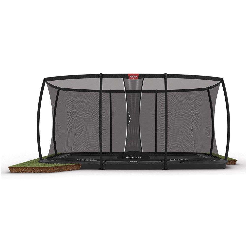 BERG Ultim Elite FlatGround ebenerdiges Trampolin rechteckig mit Sicherheitsnetz Deluxe XL